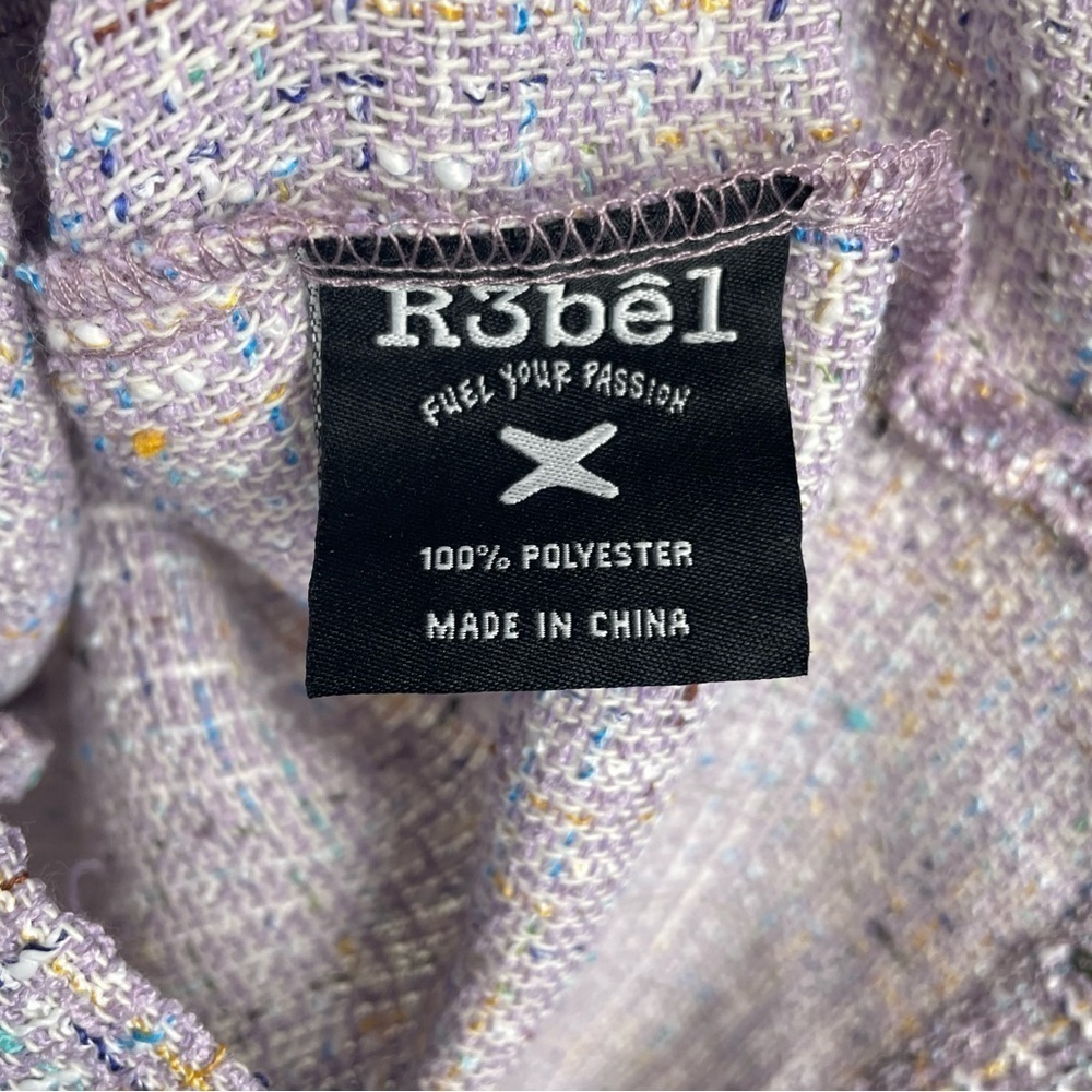 R3bel Button Down Mens Large Short Sleeve Urban Shirt Top Knit Casual Purple - Picture 7 of 8